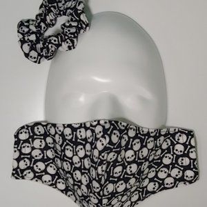 Skeleton & Bones Adult Face Mask w/Hair Tie